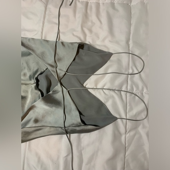 ZARA - Mini Dress - Silver Satin Tie-Back Dress - Women’s M - Gently used! - Picture 3 of 6